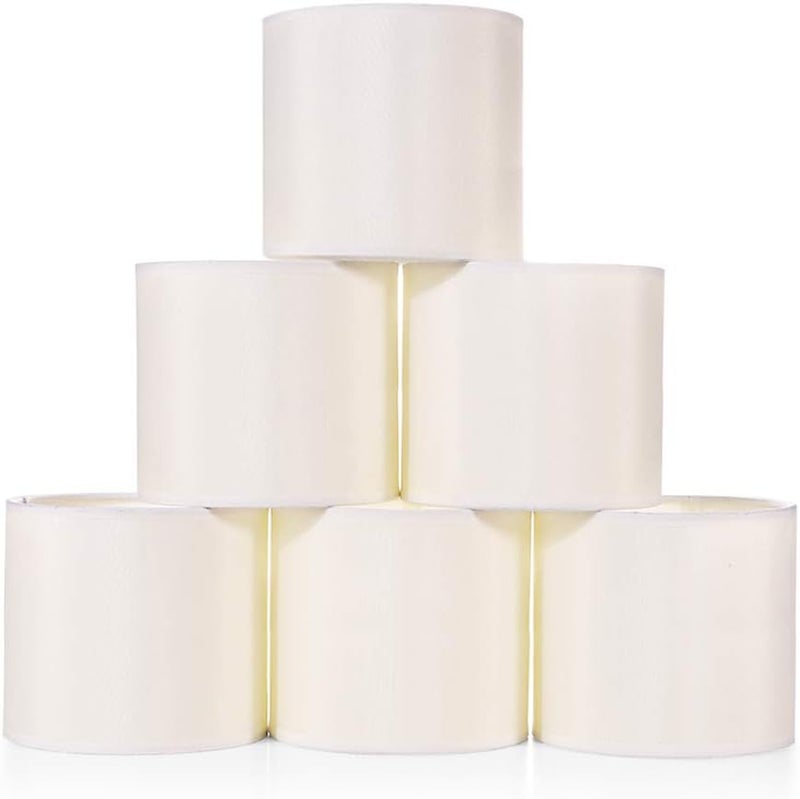 Wellmet Small Lamp Shades,ONLY for Candle Bulbs,Clip-on Drum Mini Lampshades,Set of 6, 5.5"x 5.5"x5",Cream White - Image 1